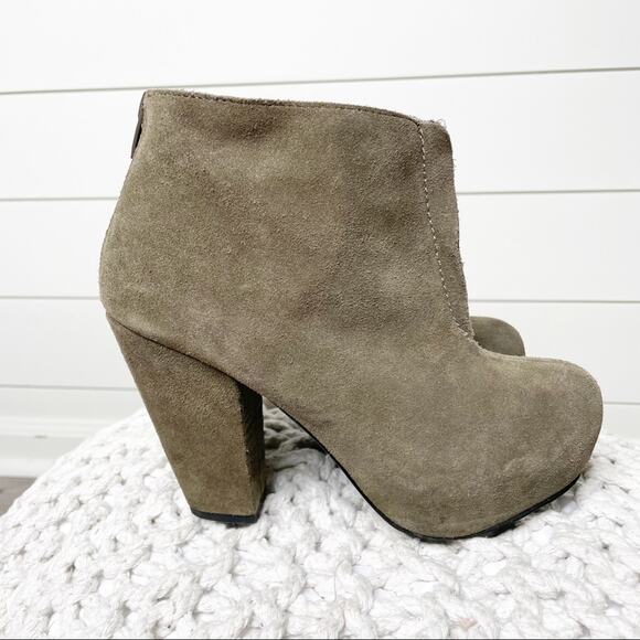 Kelsi Dagger Shoes - Kelsi Dagger McClaine Chunky Platform Suede Booties Olive Size 6M